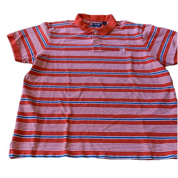Y2K Mens XXL Striped Polo Orange Blue Coastal Preppy Academia College Golf 2XL - Picture 8 of 8